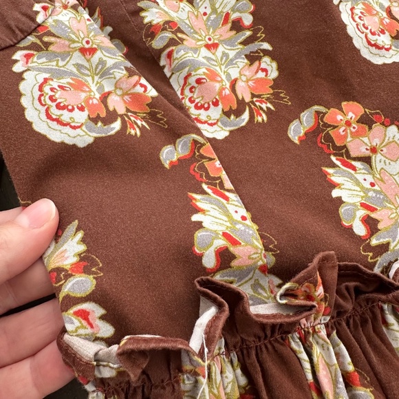 Cara Cara Blue Hill Midi Dress Brown Paisley Print - Size 0 - Picture 5 of 13